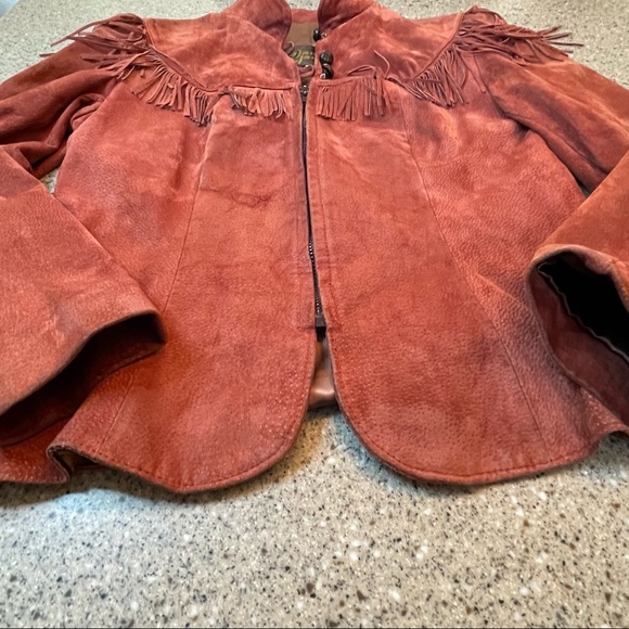 DAVID JAMES Vintage Leather Fringe Jacket SZ 13/14 - Picture 10 of 14